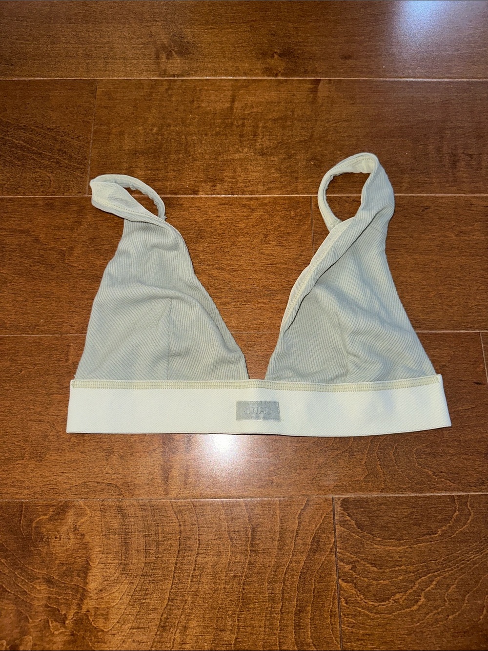 SKIMS COTTON RIB Plunge Bralette Mineral S